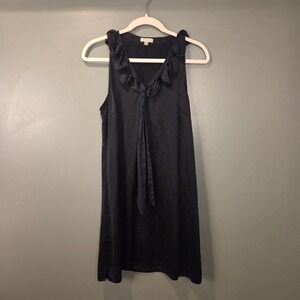 Sean John Women's Sleeveless Silky Mini Dress Ruffle Neck, Size 8, Black